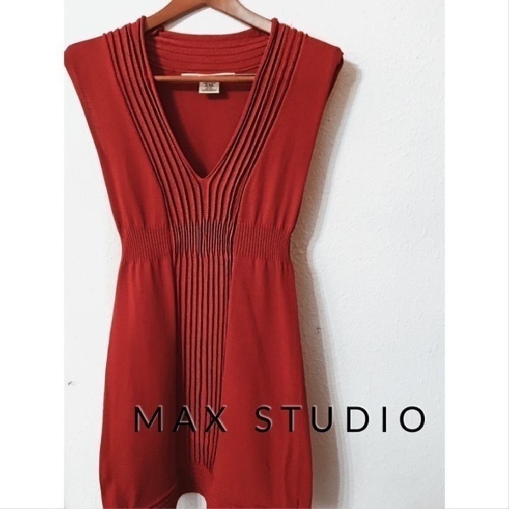 Max Studio pin-tucked embellished midi dress